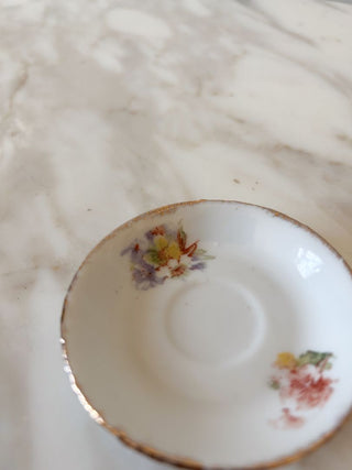 3" Floral Trinket Dish w/ Gold Trim