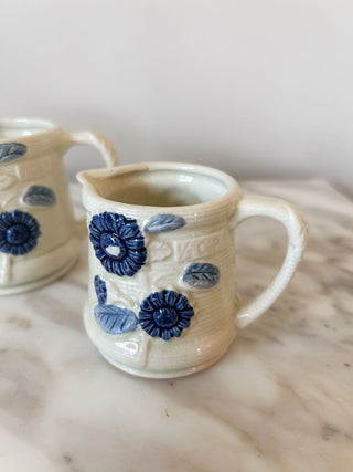 Set of 2 Ceramic Floral Measuring Cups - 1 Cup & 1/2 Cup