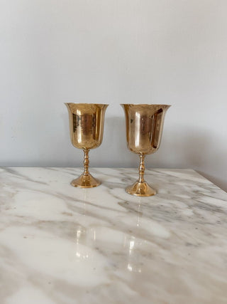 Set of 2 5"H Brass Goblets