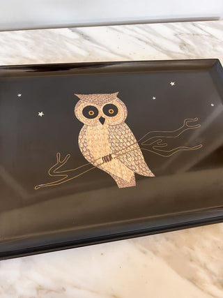 1970's Couroc of Monterey Owl Serving Tray