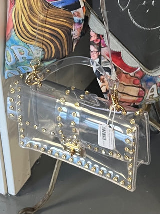 Clear Gold Rhinestone Purse + Strap-New