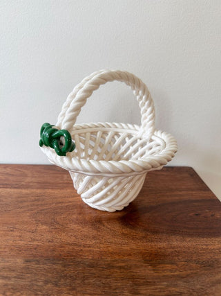 Enesco Ceramic Woven Basket w/ Twisted Handle