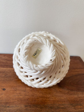Enesco Ceramic Woven Basket w/ Twisted Handle
