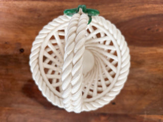 Enesco Ceramic Woven Basket w/ Twisted Handle
