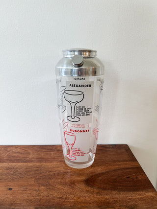 1950's/60's Cocktail Shaker w/ Printed Cocktail Recipes