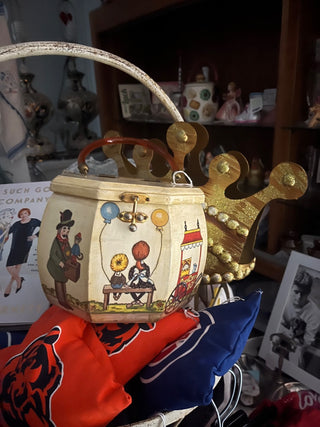 VTG '50s Decoupage Wooden Box Purse (Lennox) Zoo