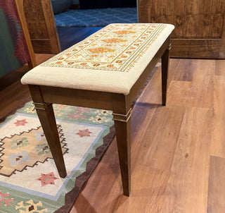 Vintage wooden bench w/ needlepoint 30L"x15w"x19.5"hX