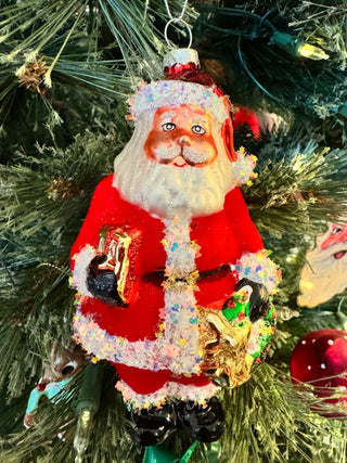 5.5" Glass Santa Ornament