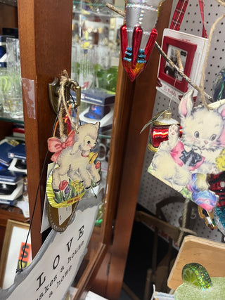 VTG Wood Kitschy Spring/Easter Ornaments