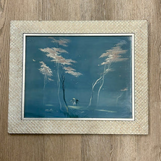 Vintage Print of Couple in Woods, In Cream Frame, 22Wx18Hx1D