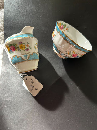 Vintage Crown Staffordshire Porcelin Creamer & Sugar Bowl Set