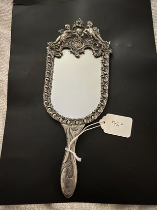 Hand Mirror Ornate Cherub 10"X3.5"