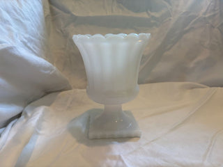 square footed milk glass Planter/votive