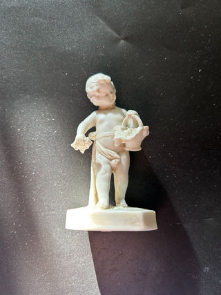 Bisque Boy Holding Fruit Basket 3.25"