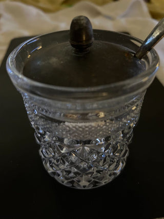 Condiment Jar Silver Plated Lid & Spoon