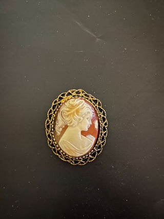 Cameo Clip Pin Hand Carved 2"x1.5"