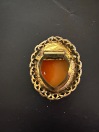 Cameo Clip Pin Hand Carved 2"x1.5"
