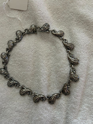 Choker Necklace, Silvertone 15"