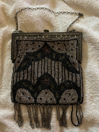1920's Flapper Bag Steel/glass beaded