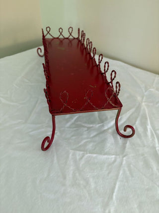 vintage red wire metal shelf