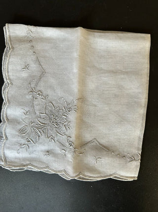 Handkerchef, White Needlepoint Lace