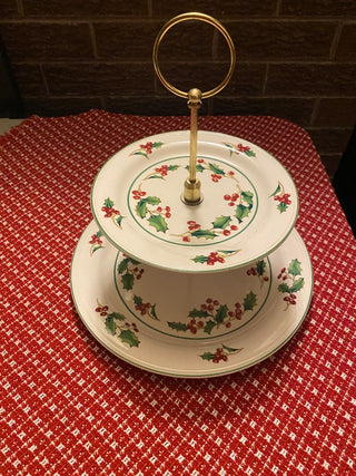 2 Tiered Dessert Stand-Sango White Christmas
