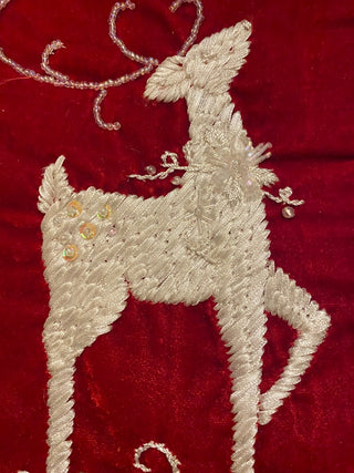 Velvet Stocking w\Embroidered Reindeer Design-2003 Prima Creations Inc.