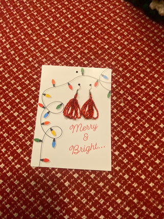 Red Beaded Earrings-Pierced-ty