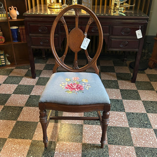 Vintage Wooden Chair with Cross Stitching 20Wx23Dx39H