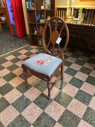 Vintage Wooden Chair with Cross Stitching 20Wx23Dx39H