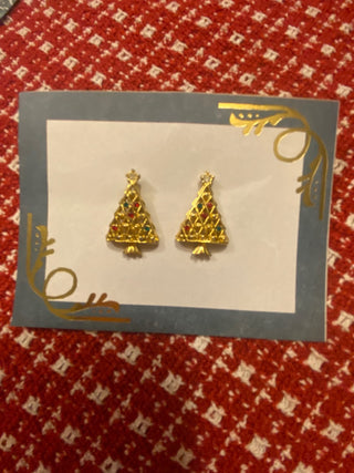 Avon Christmas Tree Earrings-Pierced-ty
