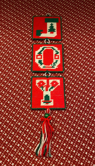 JOY Wall Hanging Red-Plastic Canvas