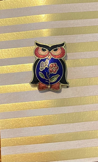 Cloisonne Owl Brooch-ty