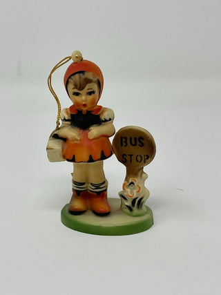 Girl At Bus Stop Ornament