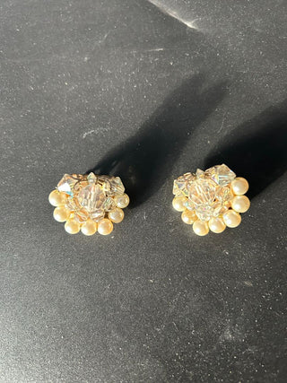 Cluster Earrings Beaded Faux Pearls