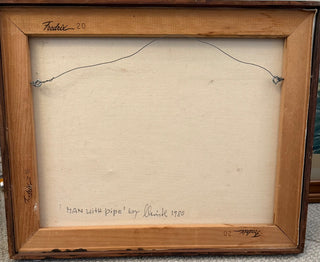 Man with a pipe painting, signed 1980