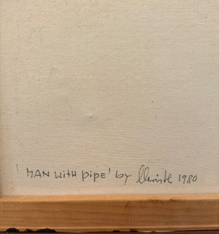 Man with a pipe painting, signed 1980
