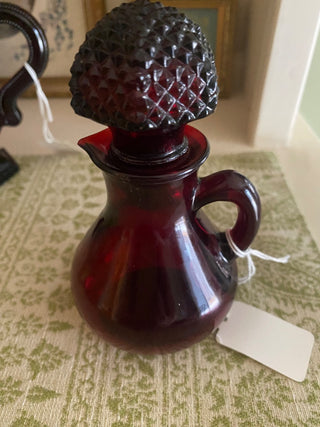 Vtg Avon Ruby Red Decanter w\Topper