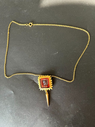 Gold Vermeil Necklace Ruby Red