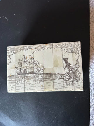 Jewelry Box Scrimshaw Bone Mermaid