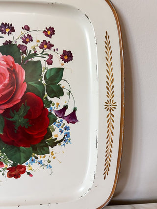 Cream Toleware Metal Tray