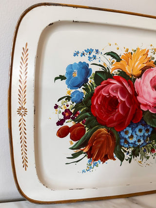 Cream Toleware Metal Tray