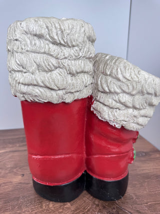 12” Ceramic Santa Boots with Buckles | Plant Holder