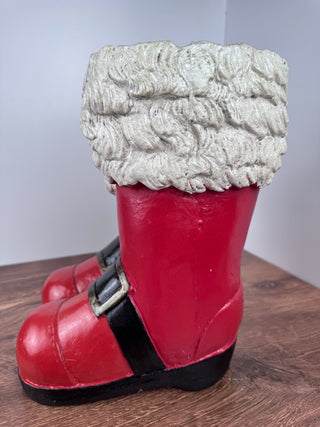 12” Ceramic Santa Boots with Buckles | Plant Holder