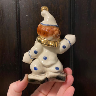 Vintage Ceramic Clown Figurine Hand Painted in Japan