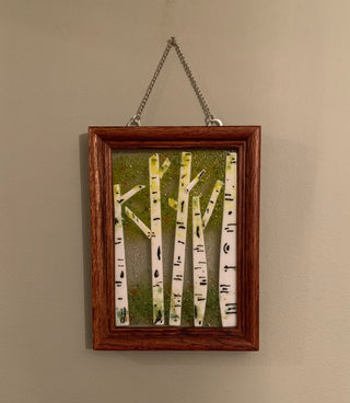 framed fused glass Artwork fall trees Price is Firm