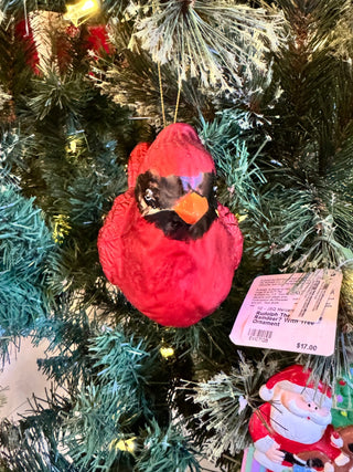 Assorted Red Glass Cardinal Ornaments with Red Glitter