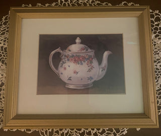 Mixed Blossom Teapot by Barbara Mock-Gold Framed