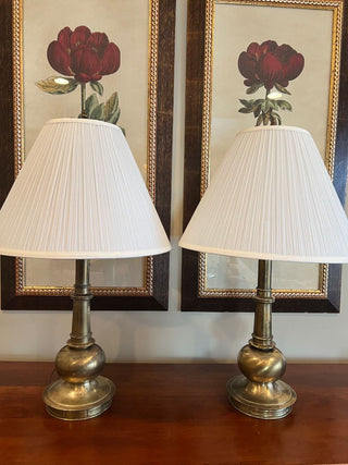 Pair of Brass Lamps with Shades