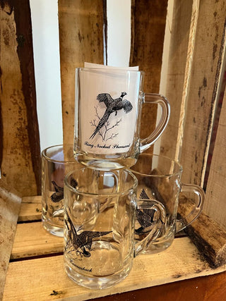 Set of Four (4) Pheasant and Duck Glass Beer Steins